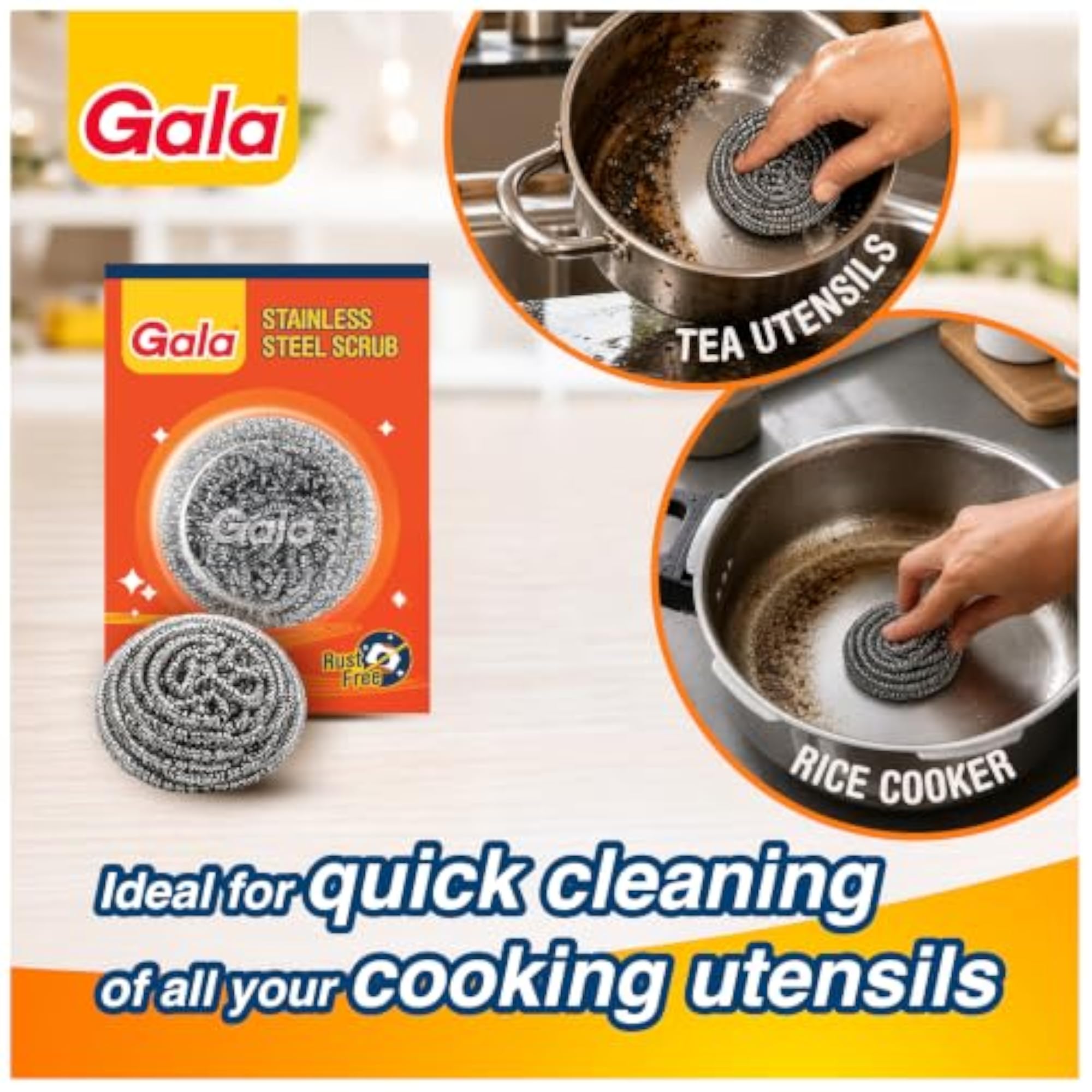 Stainless Steel Scrubber - 1 Piece for Kitchen Cleaning