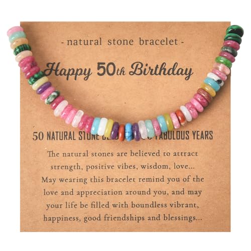 Image of Natural Stone Bracelet for Women Birthday Gifts for Mom Daughter Beaded Bracelets for Bestie Sister Bead Bracelet for Grandma