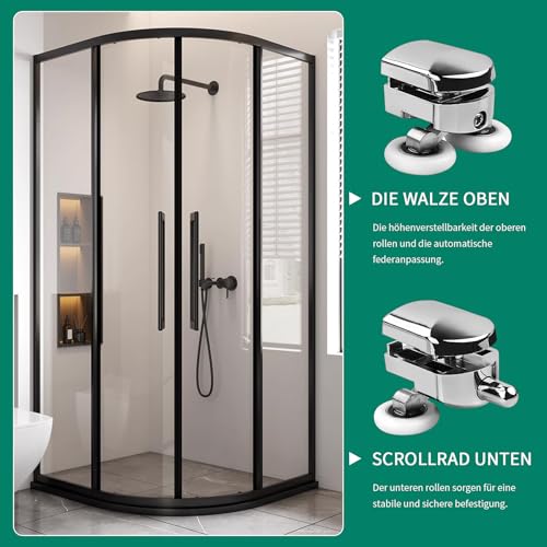 8 Stück Duschtürrollen, Ø 23mm Laufrollen für Schiebetüren, Ersatzrollen für Duschkabinen & Duschtüren aus Glas, Robuste Rollen für Schiebetür Badezimmer, Leise & Rostfrei, Duschkabinen Ersatzteile