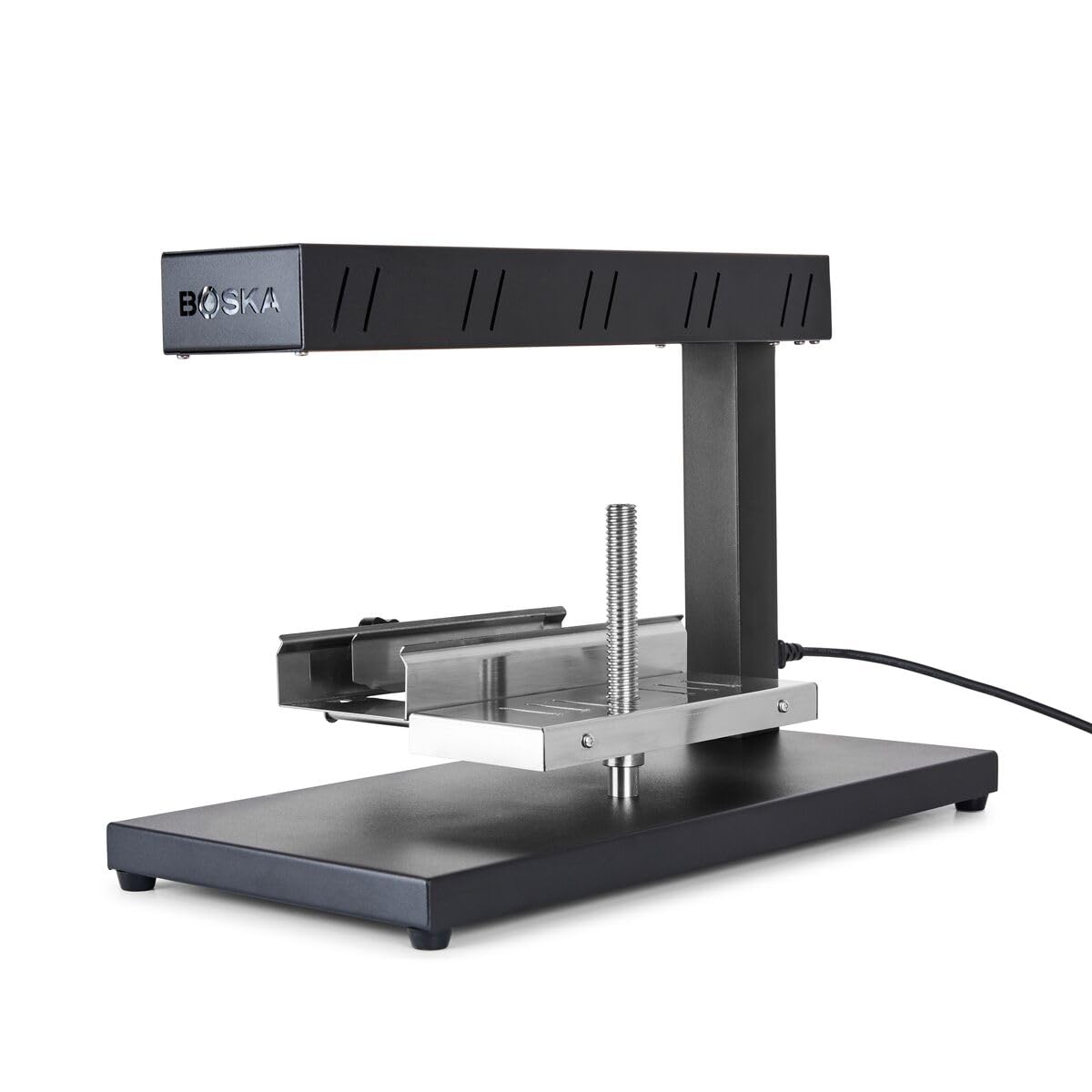 Boska Raclette Demi - Elektrisches Raclette-Gerät für halbe Schleifscheiben - Profi-System mit Drehmechanismus, 2m Kabel, spülmaschinengeeignet - Schwarz