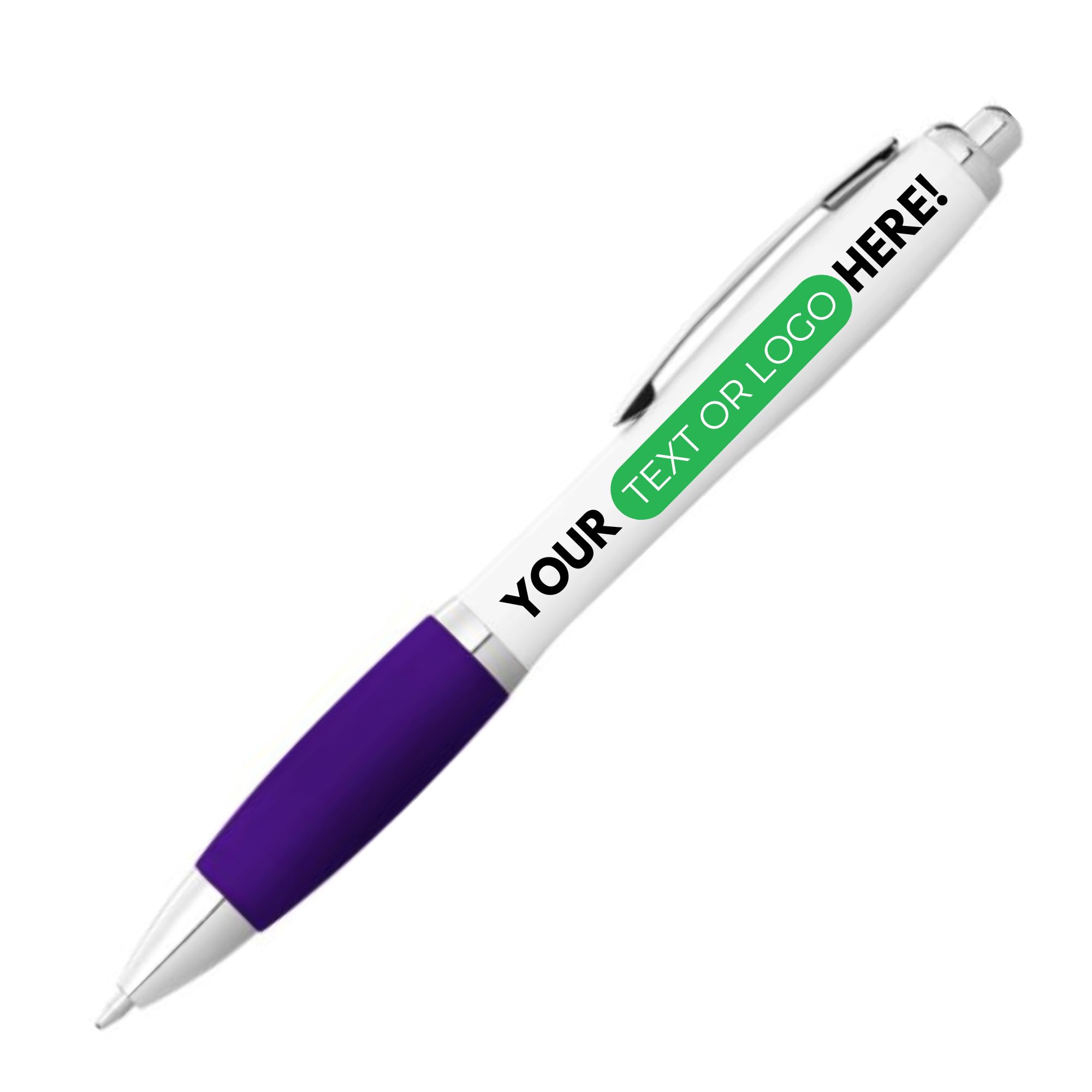 PrintPact Personalised Printed Pens with Any text, Any Colour and Any logo for Promotional, Business and Novelty Gift Use, Black Ink (Purple, 10)