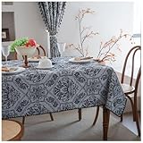 ACJSDGL Minimalist Waterproof Cotton Linen Rectangle Tablecloth,110x110cm/43.3" x43.3 Black Damask Table Cover–Wrinkle-Free,Dustproof Decor for Modern Dining/Patio/Thanksgiving