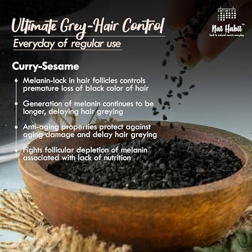Nat Habit Curry Sesame NutriMask Fresh Hair Mask For Grey Hair, Conditioning, Smoothening, Strengthen & Shine, Suitable For All Hair & Scalp Types (Pack of 3 x 40 gm)