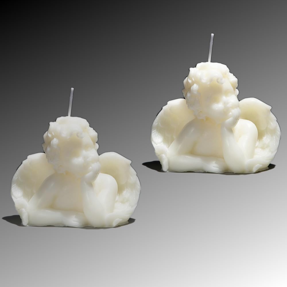 NatureMan 2 Pieces White Angel Candle 150G Aroma Soy Wax Decorative Candle Handmade Aesthetic Candle,for Home Decor or Wedding Gifting