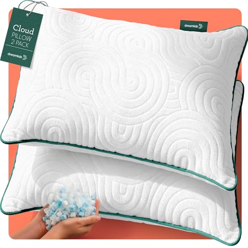 La Mejor Lista de Almohada pluma de ganso - los más vendidos. 42 Dreamlab Almohadas Cloud Pillow 2 Pack |Funda de Bambú, Altura Ajustable, Memory Foam y Microfibras | Firmeza: Media | Hipoalergénica, Certificaciones | 2 Piezas Tamaño...