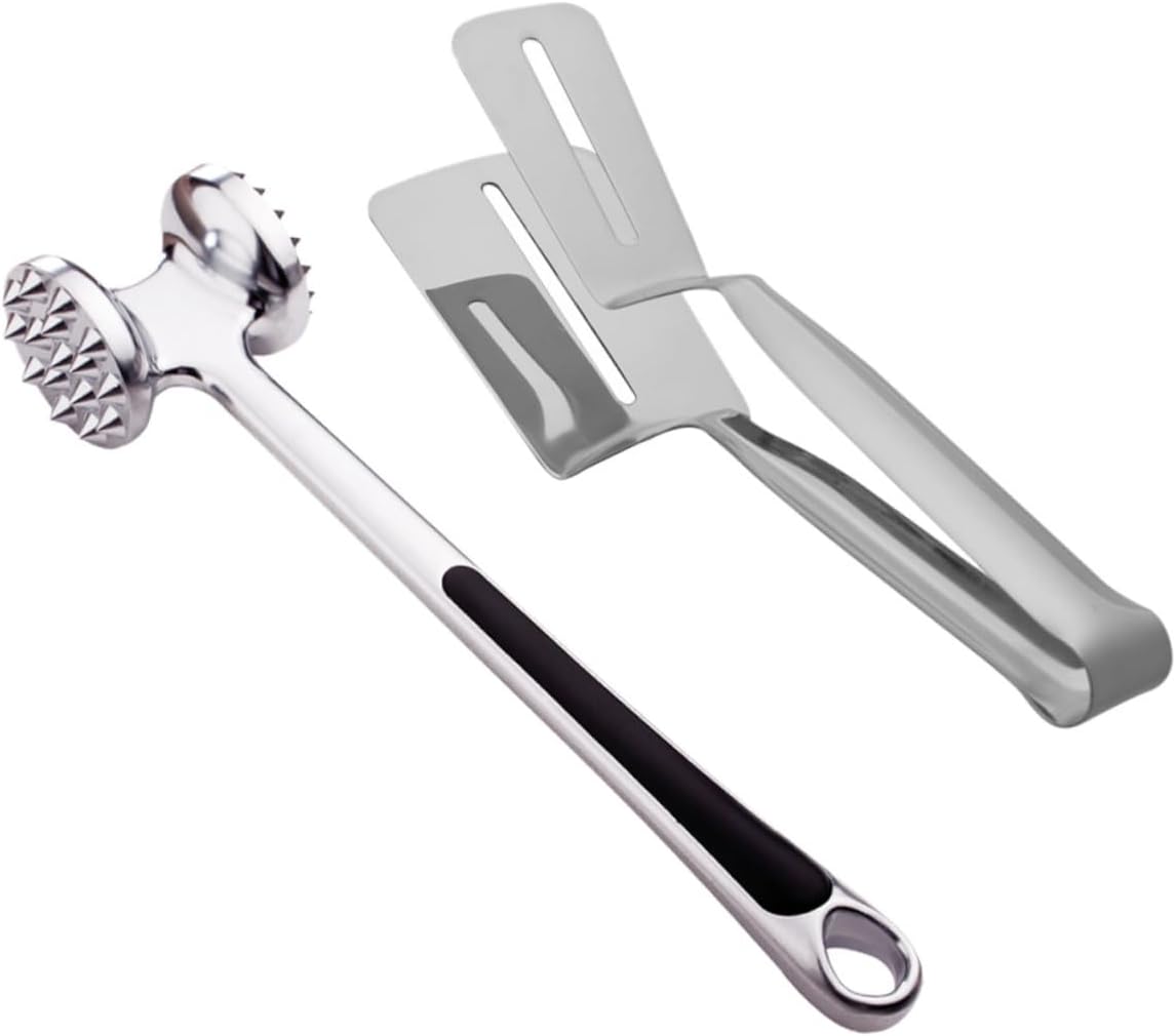 Stainless Steel Meat Tenderizer Set Steak Shovel Hammer Multi-use Kitchen Tool Easy Cleanup