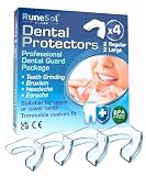 Runesol UKCA CE - Paradenti per digrignare i denti, 4 pezzi, misura grande, per bruxismo, protezione notturna per denti per adulti, protezione dentale per smettere di digrignare i denti, dispositivo