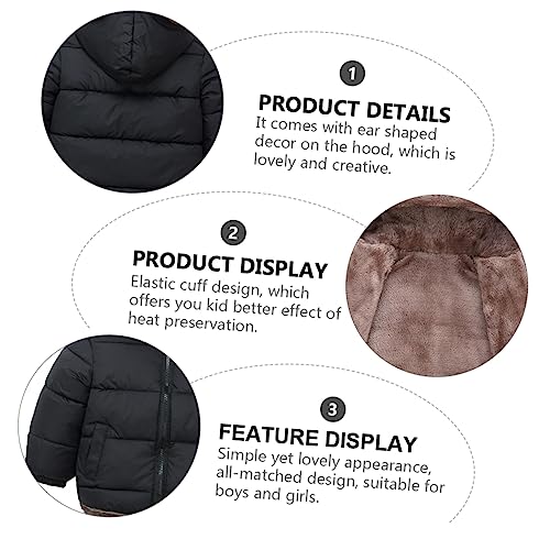GALPADA 1pc Hooded Cotton-padded Jacket for Boy Girl Thickened Warm Coat Ear-shaped Decor Comfortable Outerwear for Boys and Girls for Outdoor Activities Autumn and2