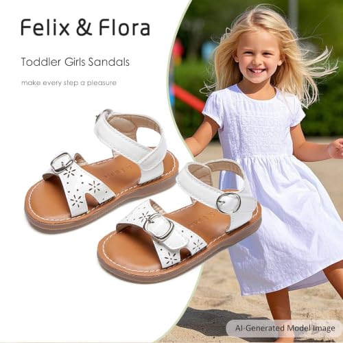 Image of Felix & Flora Toddler Girl Sandals - Flower Girl Dress Shoes Open Toe Little Kid Flats