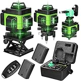 【Amazon.co.jp限定】安心の日本人セラー 16ライングリーンレーザー墨出し器 +バッテリー2個 リモコン付 スマホ操作 日本語取付（注 レーザークラス クラス2 ４D 安心日本人セラー 墨だし
