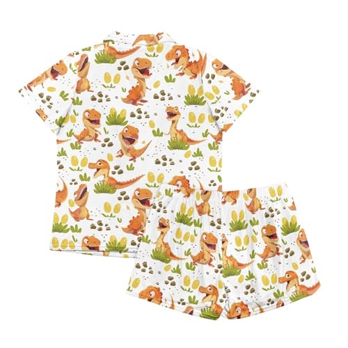 Image of Pjs Womens Short Sleeve Button Down Pajamas Set Two-Piece Nightwear with Pockets