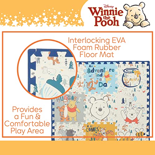 Disney Winnie The Pooh Eva Foam Mat, Winter Prairie Interlocking Eva Foam Flooring Tiles, Yellow, 36 X 36 Inches #TOP2