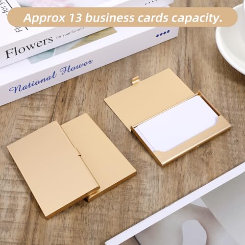 Teaaha 3 Pack Gold Business Card Holder – Slim Metal Card Wallet for Men Women, Elegant Aluminum Alloy Holder for Credit Cards ID Business Cards - Thumbnail 3