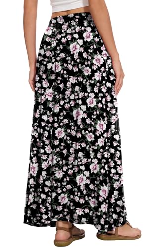 Image of Womens Maxi A-line Long Skirt Casual 2026 Elastic High Waist Flowy Skirts with Pockets