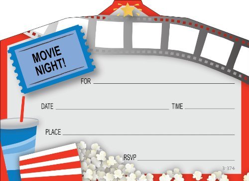 Lil Pickle Gender Neutral Kids Movie Night Invitations, Fill-in Style, 8 Pack, Die Cut