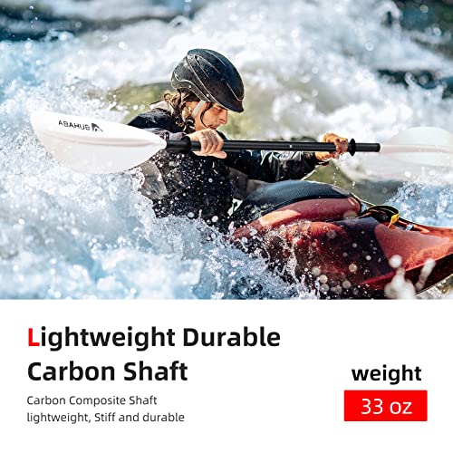 Abahub 2teilig Kajak Paddel Carbon 230cm mit Paddelleine für Kajakfahren Ruderboot Kanusport, Carbonschaft Schwarz/Weiß/Rot/Blau/Grün/Orange/Gelbes Kunststoffblatt