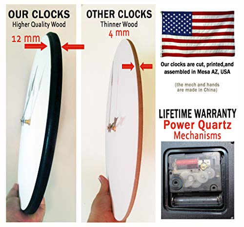 Black & White Large Wall Clock | Ultra Quiet Quartz Mechanism | Hand Made In Usa Beautiful Crisp Lasting Color | Comes In 8 Sizes | 18-Inch #TOP1