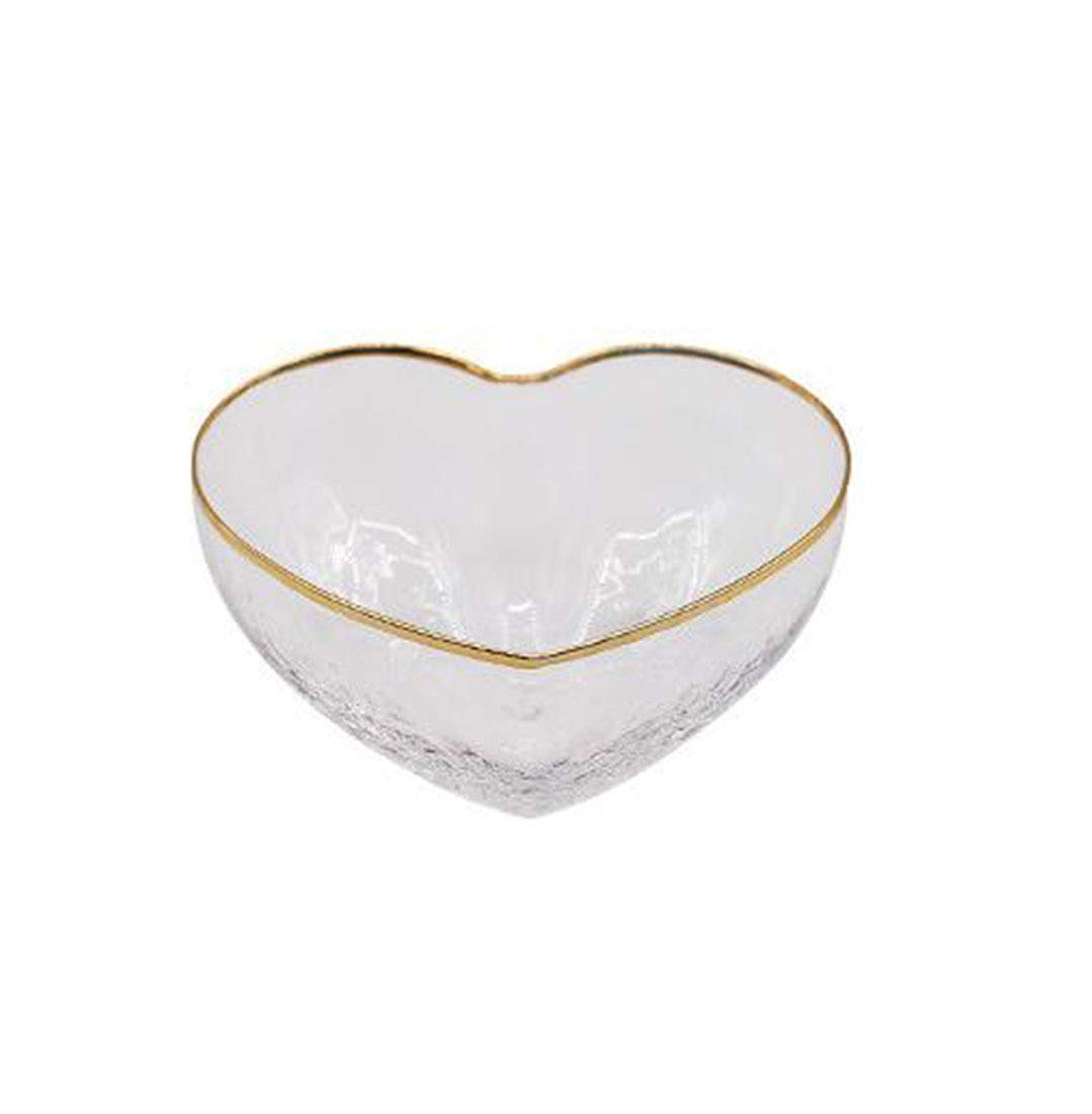 Phnom Penh Glass Bowl Dessert Bird's Nest Salad Bowl Fruit Plate Creative Transparent Heart Shape Breakfast Bowl (3.5 oz)