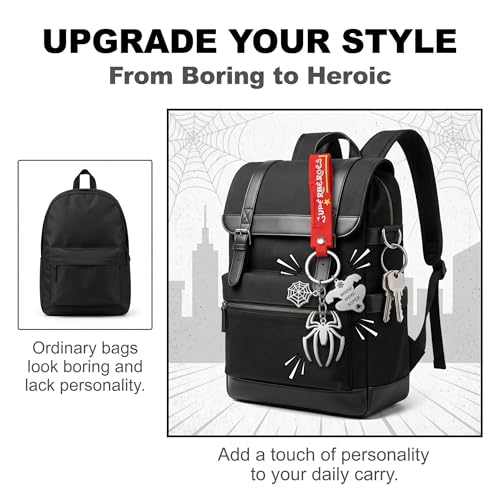 WEGLS for Spider Cartoon Keychain for Women and Men, Web Design Super Hero Men Cute Keychains Accessories Keyring Key Wristlet Charms Backpack Key Chain for Girls and Boys — view 2