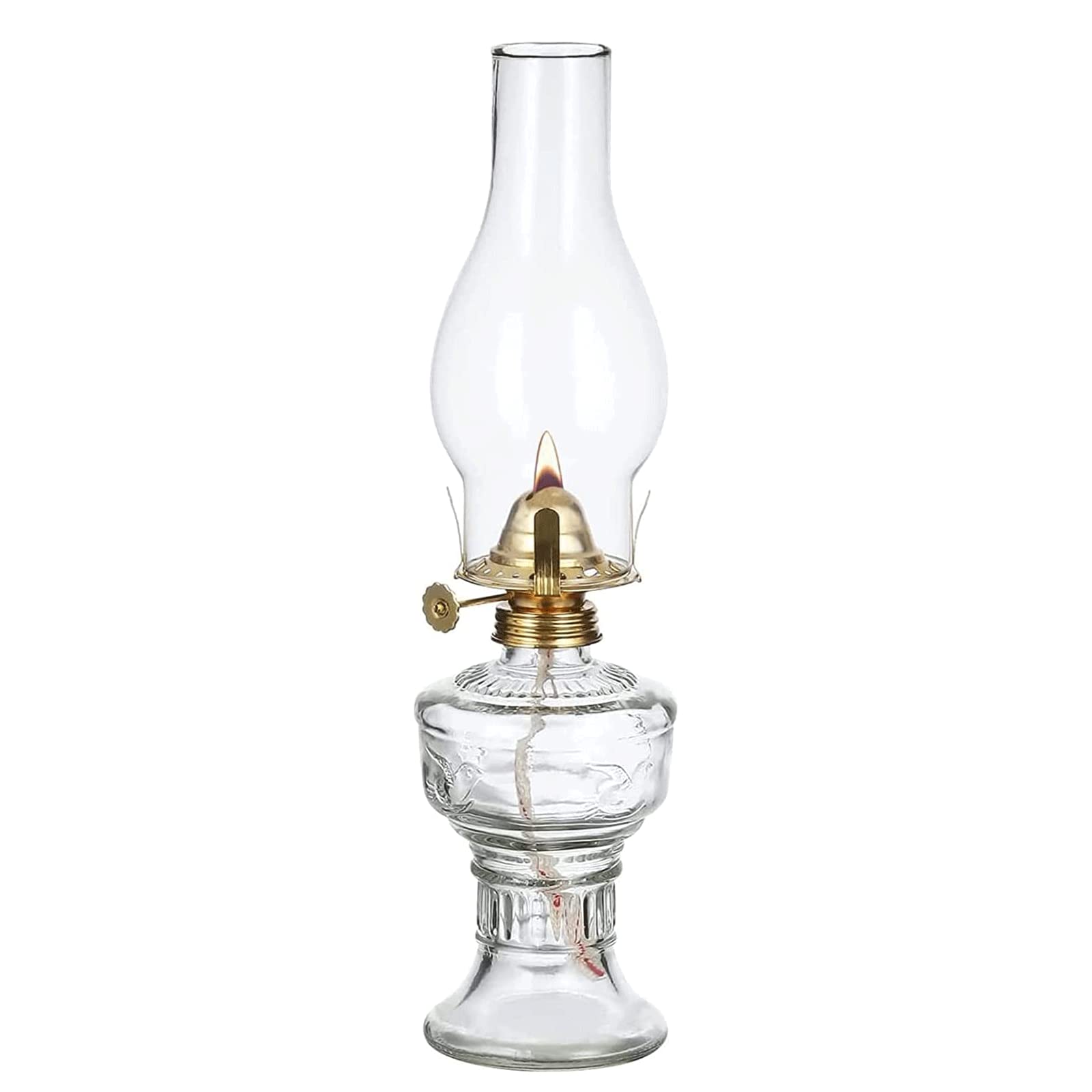 Kerosene lamp, Glass with Four-Claw Lamp Head Vintage Clear Hurricane Rustic Chamber for Home Indoor Use(Clear)
