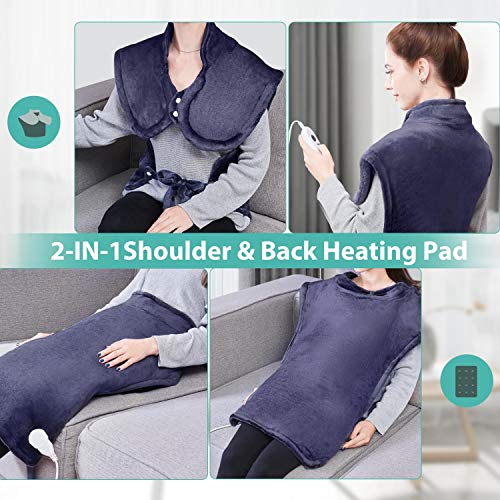 Homech Heating Pads for Back Pain and Cramps, 35 x 27 Inch Electric Heating Wrap for Neck and Shoulders, Dry & Moist Heat Therapy, 6 Heat Settings, Fast-Heating Technology, Auto Shut-Off, 1 Count