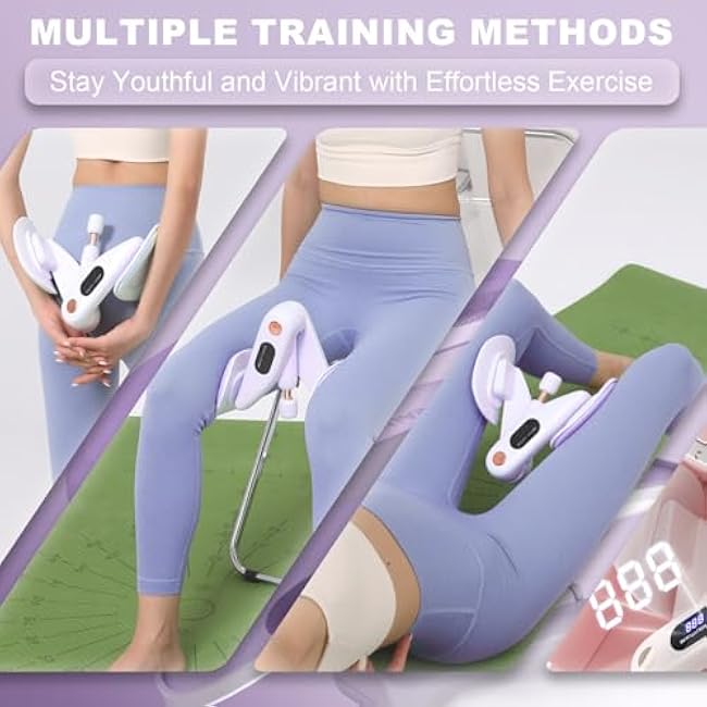 Thigh Hip Trainer for Beginner, Thigh Trainer, Pelvic Floor Strengthener with Built-in Smart Counter, Postpartum Rehabilitation Equipment, Portable Home Gym for Adduction Training