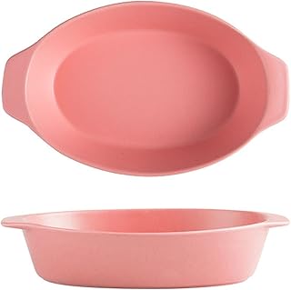 SHHMA Bakewware Potrawka Naczynia Kamienna Pieczenie PAN Prostokątny Piekarz do Cake Desery Lasagna, Łatwe do czyszczenia,Pink