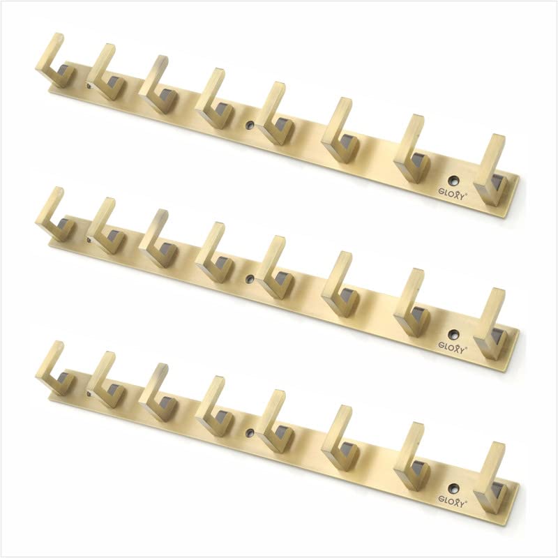GLOXY Stainless Steel Bathroom Accessories 8 Hooks Plate, Wall Mounting and Door Back Hanger Pins for Hanging Cloth Set, Shirt Bar & Towel Rack, Robe, Keys 4 Pin khutti (Antique, Pack of 3)-image-44