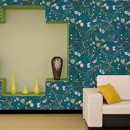 HOMEMATES Self-Adhesive Wallpaper Waterproof Old Furniture Vinyl Stickers Wooden Door Wardrobe Desktop PVC Wall Papers 45 X 304 CM (Green Sparrow)