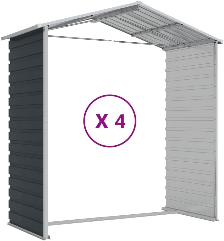 Internal view of shed frame components with 'X 4' overlay