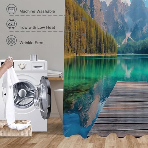 Rideau de douche anti-adhérence 180x180cm imperméable avec ourlet lesté lac - 5