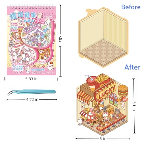 20 juegos de calcomanías de escena para niños y niñas con diseño Kawaii 3D 3