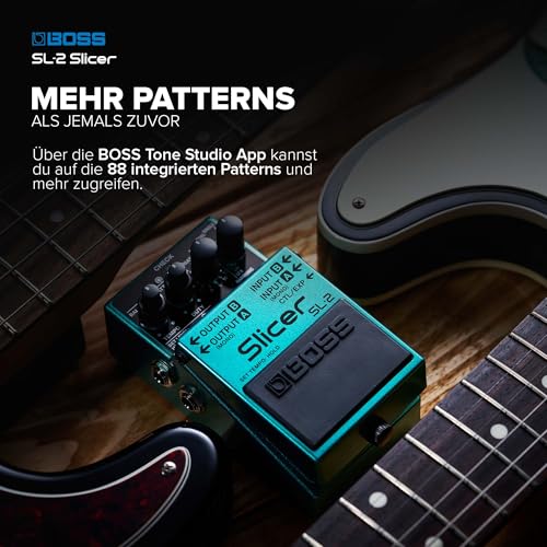 BOSS SL-2 Slicer | Kompaktpedal für Gitarre, Keyboard, DJs & mehr | Erzeuge pulsierende Grooves | Mehrere Slicer-Spuren | 88 integrierte Patterns | Stereo-Ausgangsmodi | Steuerung über MIDI-Eingang