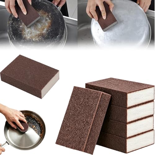 Magic Emery Cleaning Sponge Nano Carborundum Scrub Pads Rust Remover Sponge for Pots Pans Heavy Duty Kitchen Cleaning Scrubber for Burnt Food Sink Bathroom 5 Pack