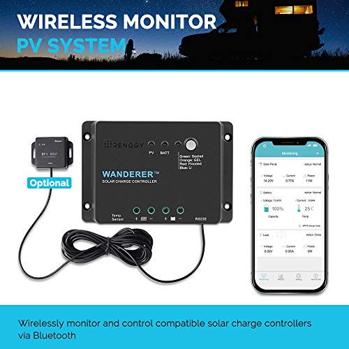 Renogy Wanderer Li 30A 12V PWM Negative Ground Solar Charge Controller Solar Panel Regulator w/ Temp Sensor Function Fit for Lithium, Sealed, Gel, and Flooded Batteries, Wanderer Li 30A by Renogy - Image 6