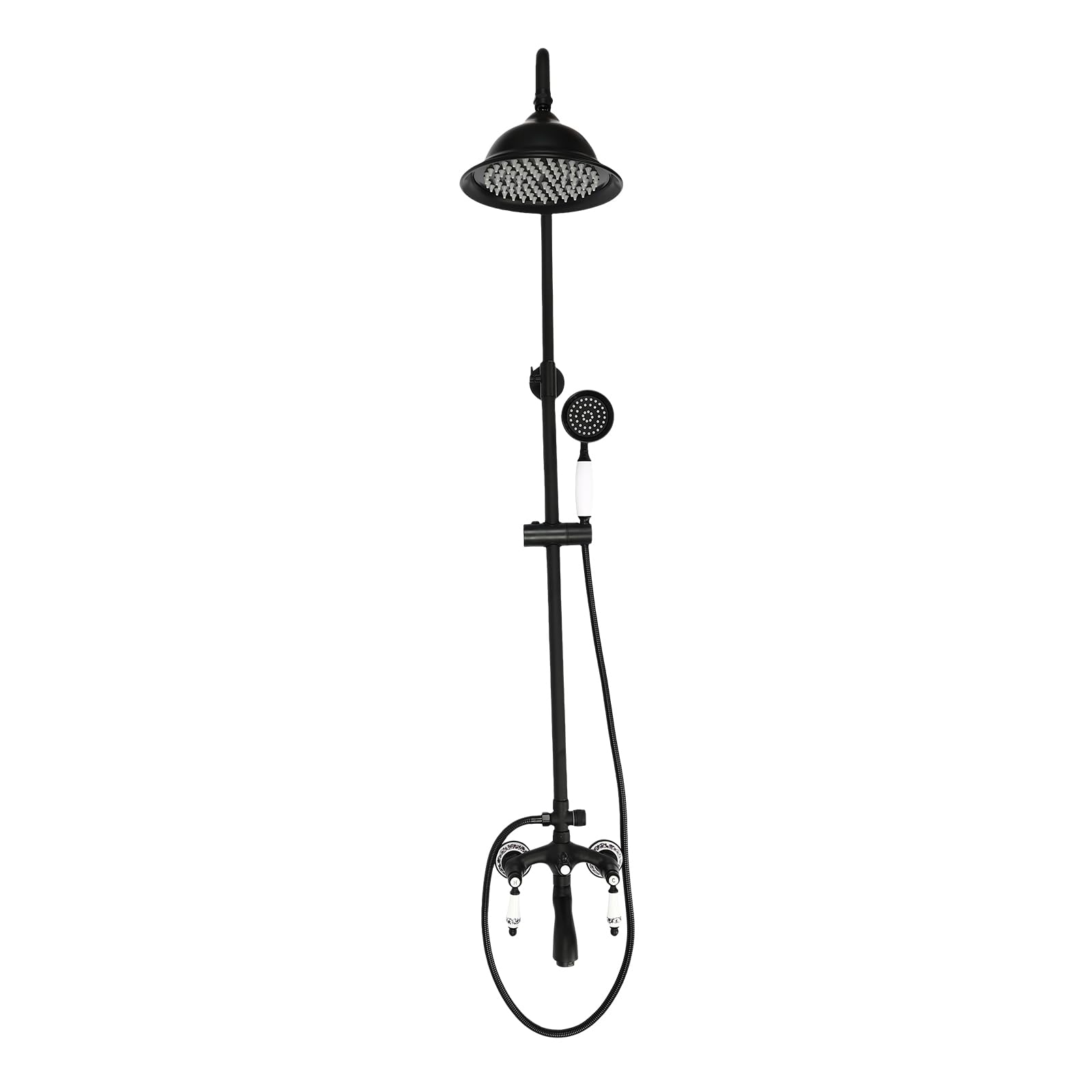 Columna de ducha negra, columna de pared ajustable, ducha de baño, acero inoxidable, conjunto de bañera de 30 cm, para cabina de ducha o bañera cuatro (Vintage)