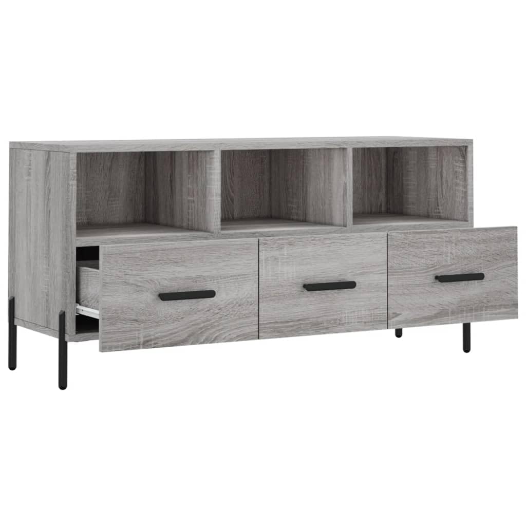 Drewnopochodna szafka pod TV z szufladami Szary 102x36x50 cm