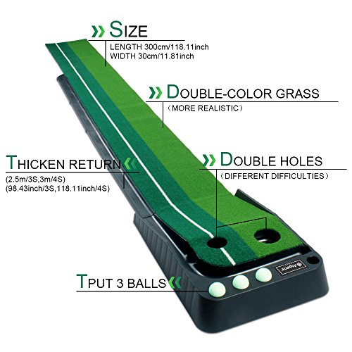 Asgens Golf Putting Green Mat with Auto Ball Return System 2 Holes / 2