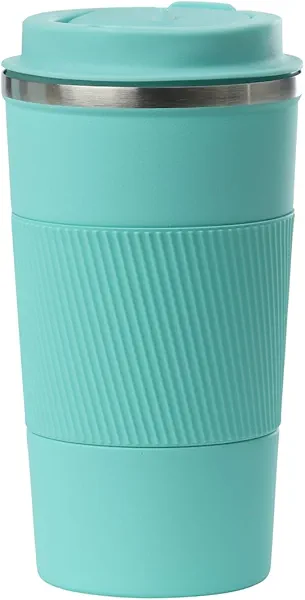 Sip+Sea Dominica 18 oz Travel Coffee Mug - Double Wall Vacuum Insulated Stainless Steel Tumbler with Flip Lid, Leak-Proof Coffee Cup with Non-Slip Silicone Base, Hot & Cold Drink Container