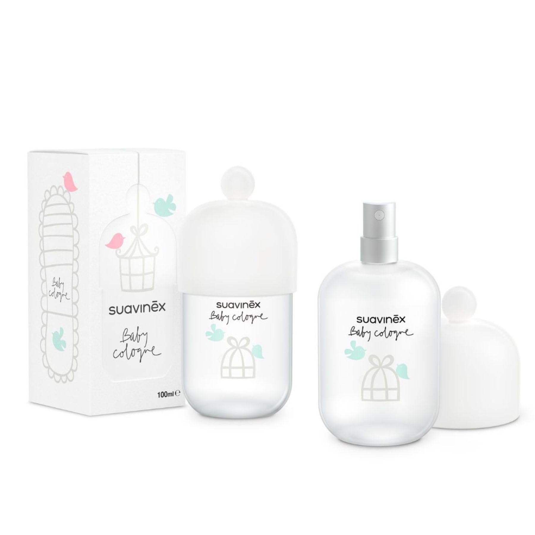 Suavinex Confezione da 2 colonie per bambini a basso contenuto di alcol, non macchiante, colonia fresca, profumo delicato, con spray, 2 x 100 ml