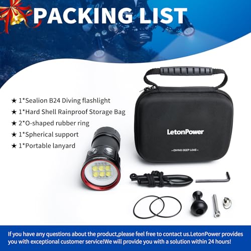 Image of B24 Dive Light Underwater Flashlight 9000Lumens Underwater Video Lights 80m Scuba Dive Light Diving Flashlight for Under Water Sports,Underwater Video Shooting and Photography