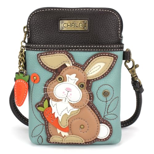 Image of CHALA Woodland Animal Collection Cell Phone Crossbody Purse-Women PU Leather /Canvas Multicolor Handbag with Adjustable Strap