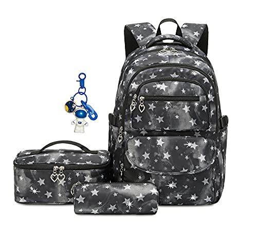 Star-Print School Backpack Set With Lunch Kits Bookbag For Teenager Girls 3Pcs Schoolbag For Primary Student #TOP30