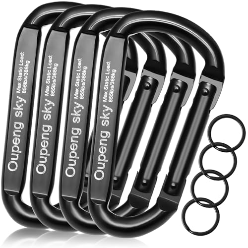 Image of Carabiner Clip, 3 inch Iron Heavy Duty Carabiners 855lbs-11KN /2475lbs for Hammocks, Camping Accessories,Hiking,Keychains,Outdoors and Gym etc,D Shaped Spring Hook Small Carabiners for Dog Leash,Harness.