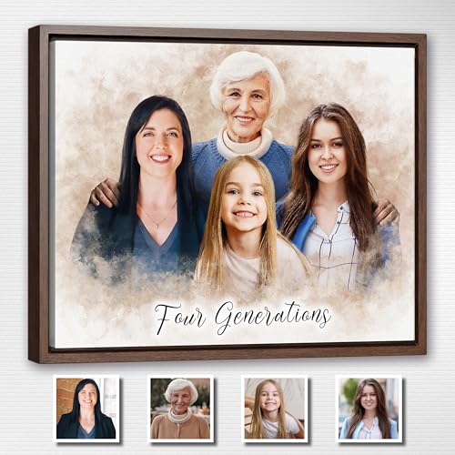 Custom Watercolor Family Portrait from Multiple Photos | Personalized Memorial for Loss of Loved Ones | Unique Gift for Dad, Husband, or Grandpa on Canvas or Poster