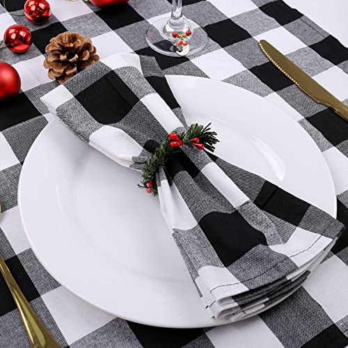 Christmas Napkin Rings Set Of 12, Pine Needles Wreath With Red Berry Napkin Holder For Winter, Family Gathering, Banquet, Xmas Serviette Buckles For Table Setting (Pine Needles&Berry) #TOP2