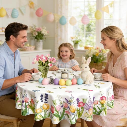 Couverture de table ronde à fleurs lavable pour protéger vos meubles - 3