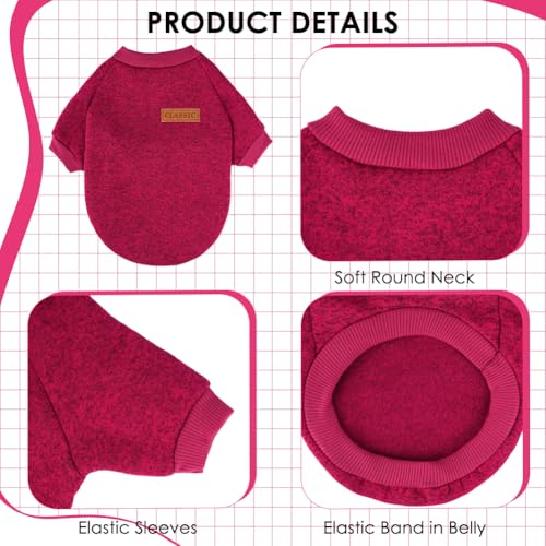 Image of 2 Pcs Dog Sweaters for Small Dogs Girl Boy Winter Fleece Clothes Warm Soft Dog Sweatshirt Outfit for Dogs Cats Pet Apparel