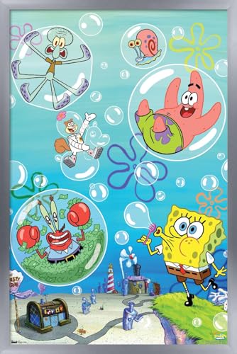 Trends International Nickelodeon Spongebob Squarepants - Bubbles Wall Poster, 22.375" x 34", Silver Framed Version