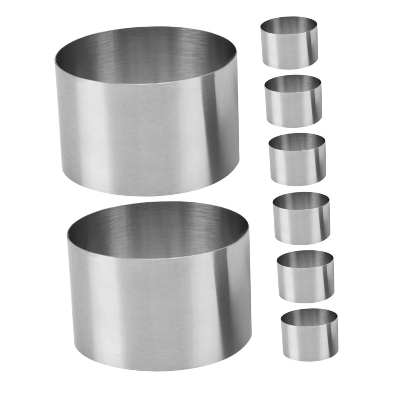 8 Piezas Moldes Redondos de Acero Inoxidable para Tartas Anillos para Pasteles Postres y Mousse Resistentes Altas Temperaturas Fácil Limpieza y Desmoldeo Uso Doméstico y